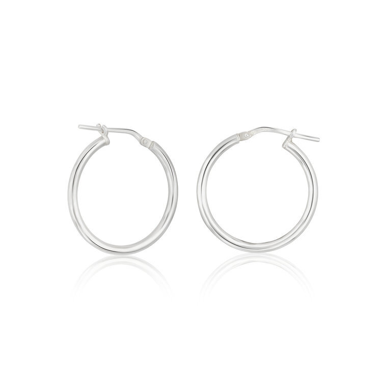Laimons Damen Creole Ohrstecker Aus Sterling Silber 925 – Rund, 16 Mm, Gehämmert, Glänzend